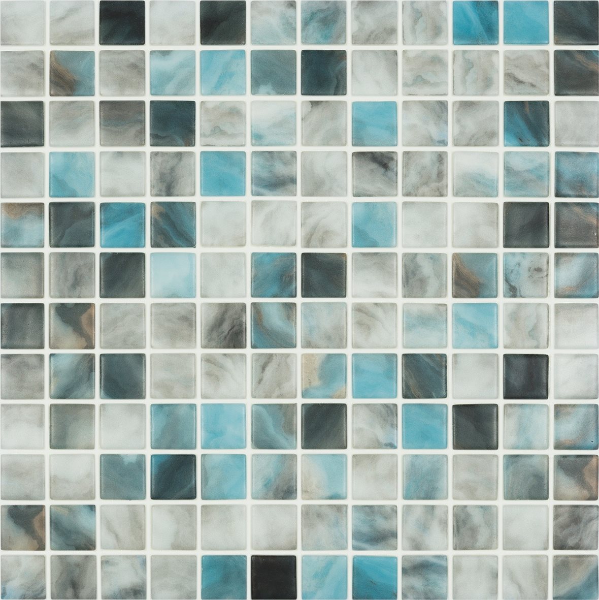 LPC Nature lasilaatta mosaiikki seinälaatta lattialaatta 2,5x2,5 Air Force 5706 tasapintainen matta PUR-arkki 31,5x31,5 vaalea sininen