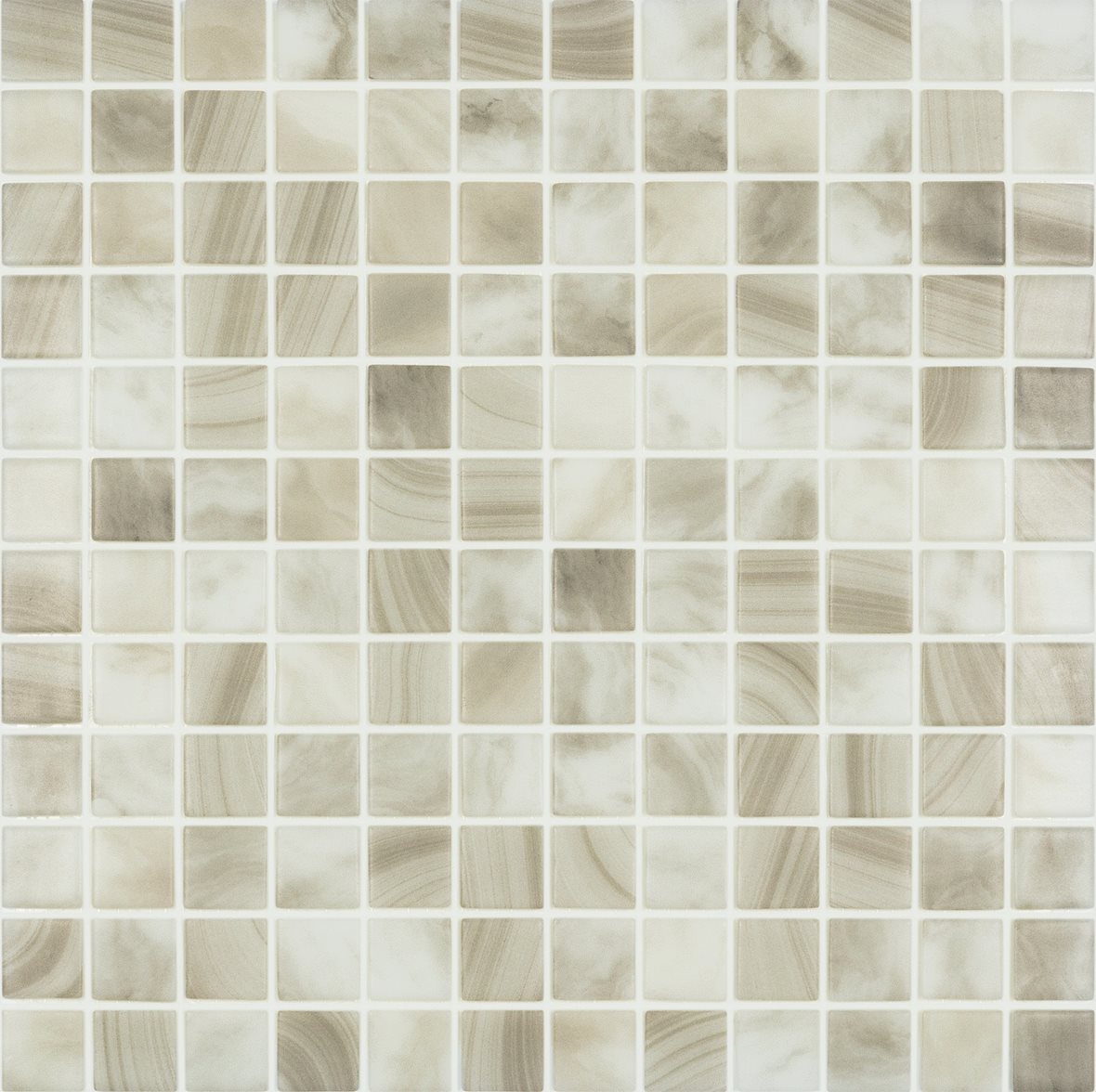 LPC Nature lasilaatta mosaiikki seinälaatta lattialaatta 2,5x2,5 Sea Salt 5701 tasapintainen matta PUR-arkki 31,5x31,5 vaalea beige