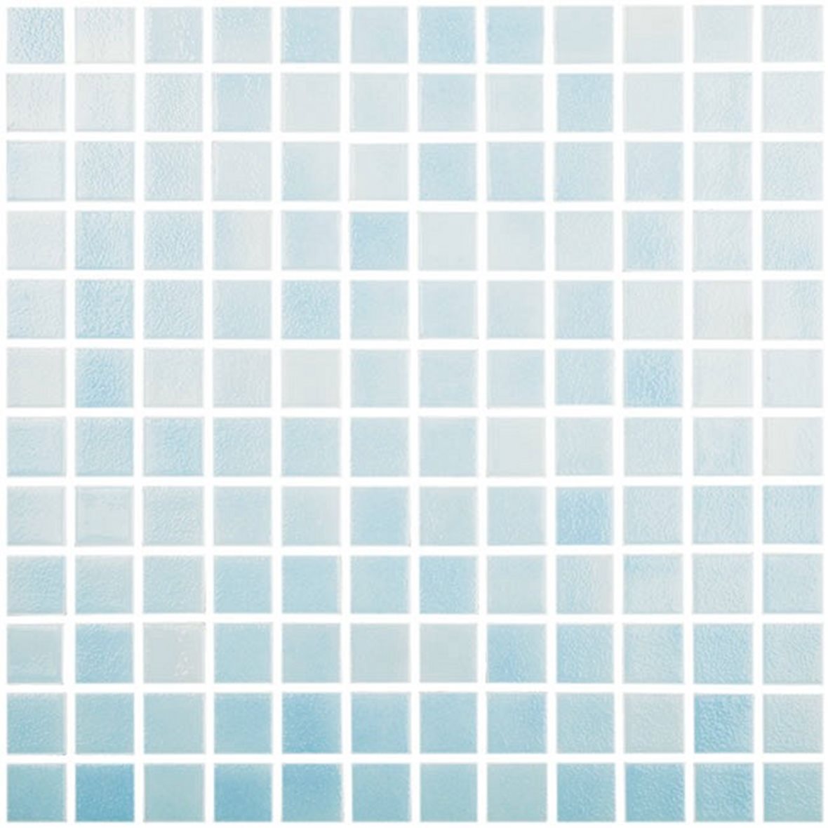 LPC Colors Niebla lasilaatta mosaiikki seinälaatta 2,5x2,5 Azul Niza 510 tasapintainen kiiltävä PUR-arkki 31,5x31,5 vaalea turkoosi