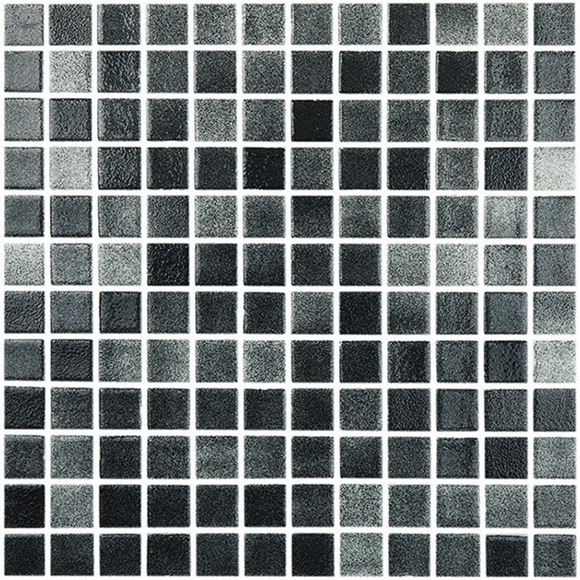 LPC Colors Niebla lasilaatta mosaiikki seinälaatta 2,5x2,5 Negro 509 tasapintainen kiiltävä PUR-arkki 31,5x31,5 tumma musta