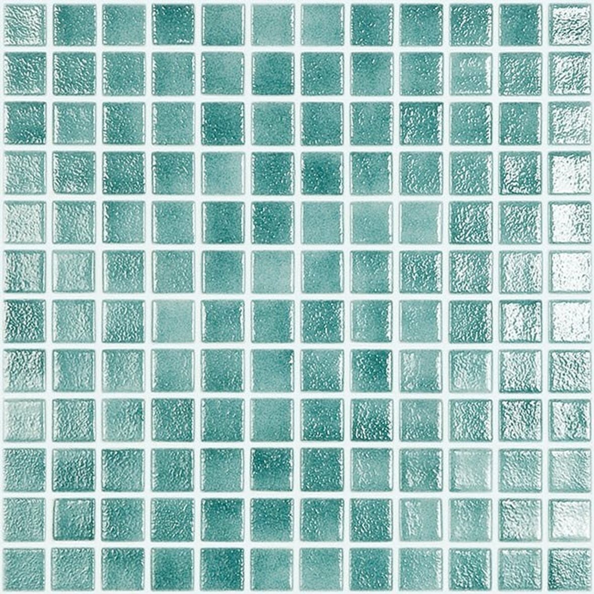 LPC Colors Niebla lasilaatta mosaiikki seinälaatta 2,5x2,5 Turquesa 516 tasapintainen kiiltävä PUR-arkki 31,5x31,5 keskitumma turkoosi