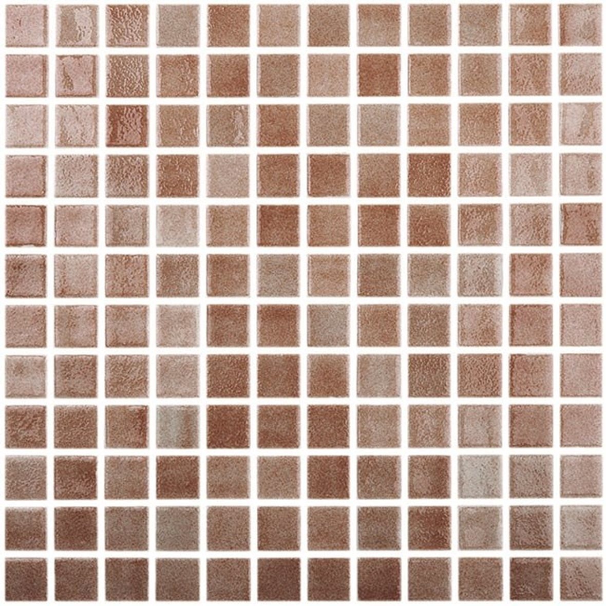 LPC Colors Niebla lasilaatta mosaiikki seinälaatta 2,5x2,5 Marron 506 tasapintainen kiiltävä PUR-arkki 31,5x31,5 keskitumma punainen