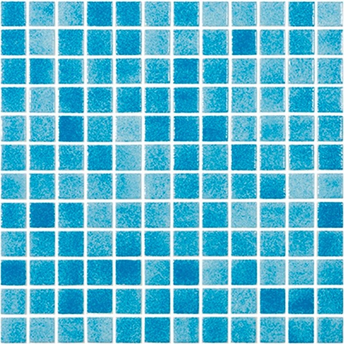 LPC Colors Niebla lasilaatta mosaiikki seinälaatta 2,5x2,5 Azul Intenso 3007 tasapintainen kiiltävä PUR-arkki 31,5x31,5 vaalea sininen