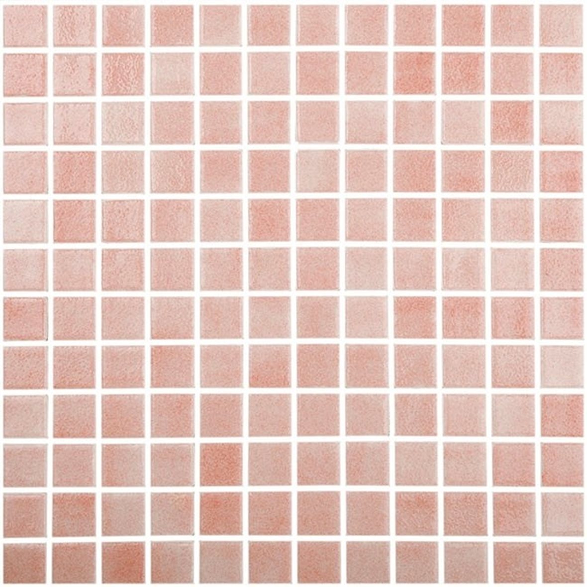 LPC Colors Niebla lasilaatta mosaiikki seinälaatta 2,5x2,5 Salmon 806 tasapintainen kiiltävä PUR-arkki 31,5x31,5 vaalea punainen