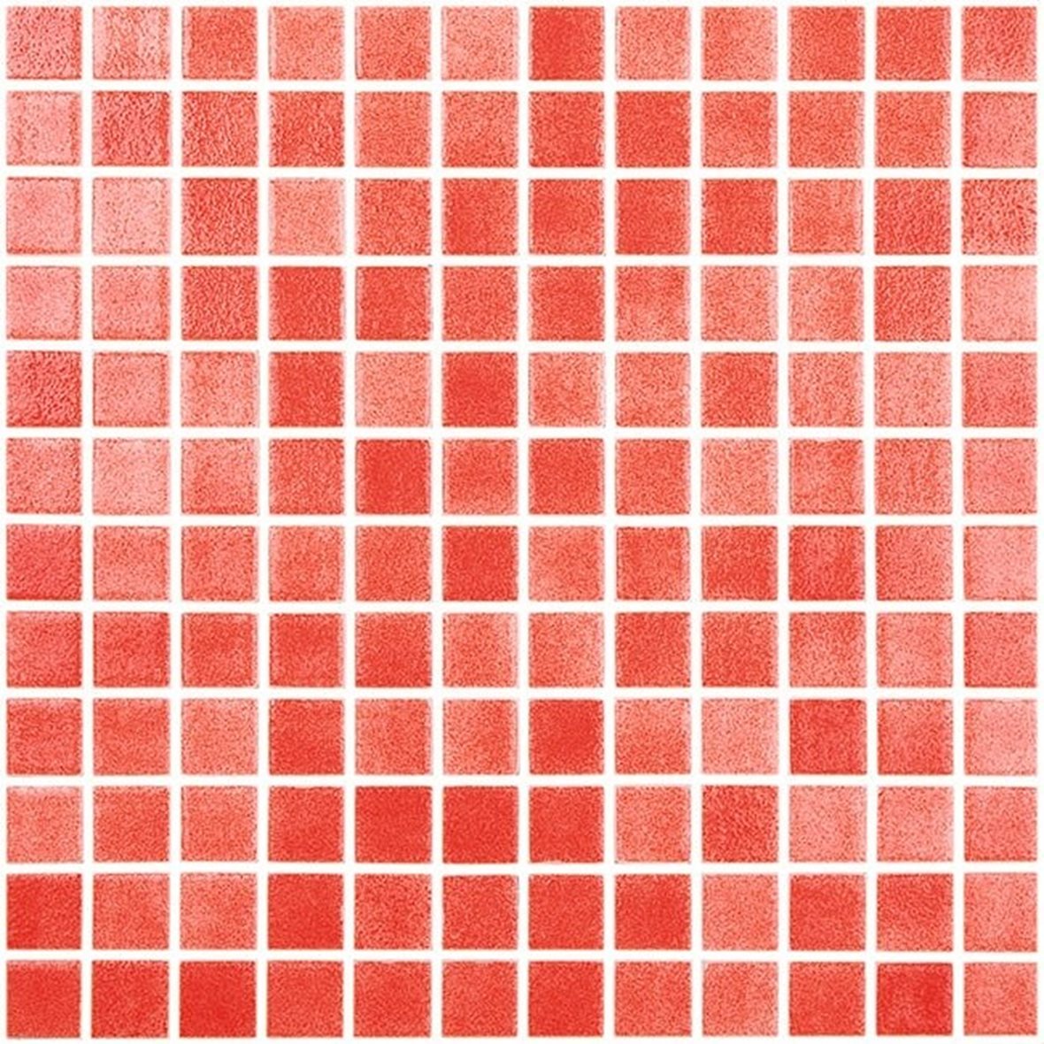 LPC Colors Niebla lasilaatta mosaiikki seinälaatta 2,5x2,5 Rojo 805 tasapintainen kiiltävä PUR-arkki 31,5x31,5 keskitumma punainen