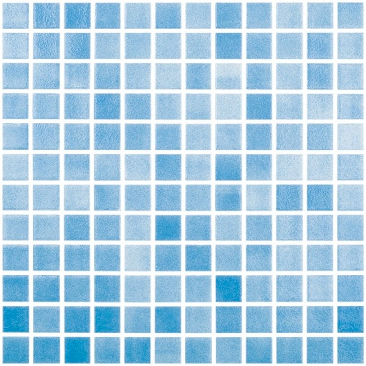 LPC Colors Niebla lasilaatta mosaiikki seinälaatta 2,5x2,5 Azul Turquesa 501 tasapintainen kiiltävä PUR-arkki 31,5x31,5 vaalea turkoosi