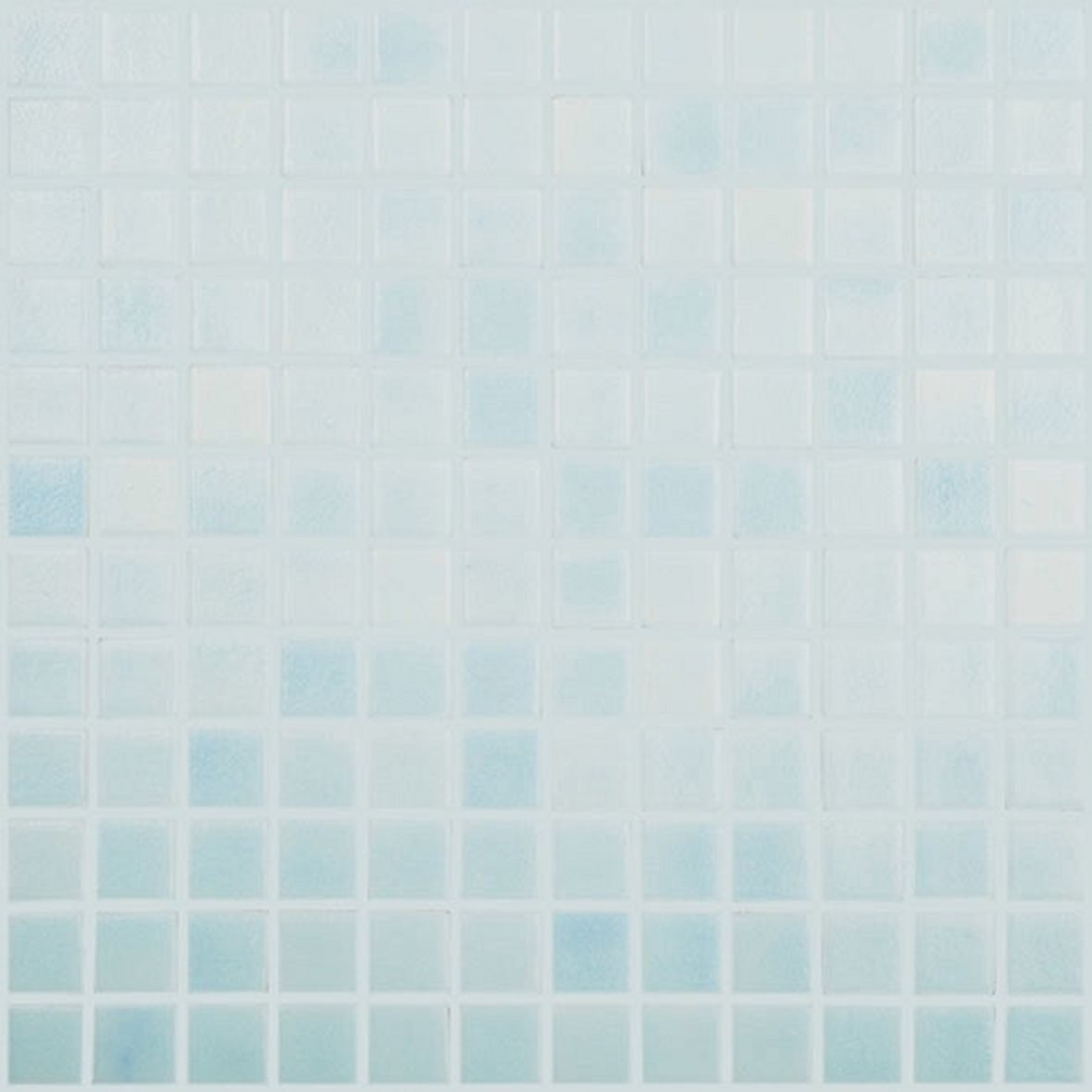 LPC Colors Niebla lasilaatta mosaiikki lattialaatta 2,5x2,5 Azul Niza 510 karhennettu matta PUR-arkki 31,5x31,5 vaalea turkoosi