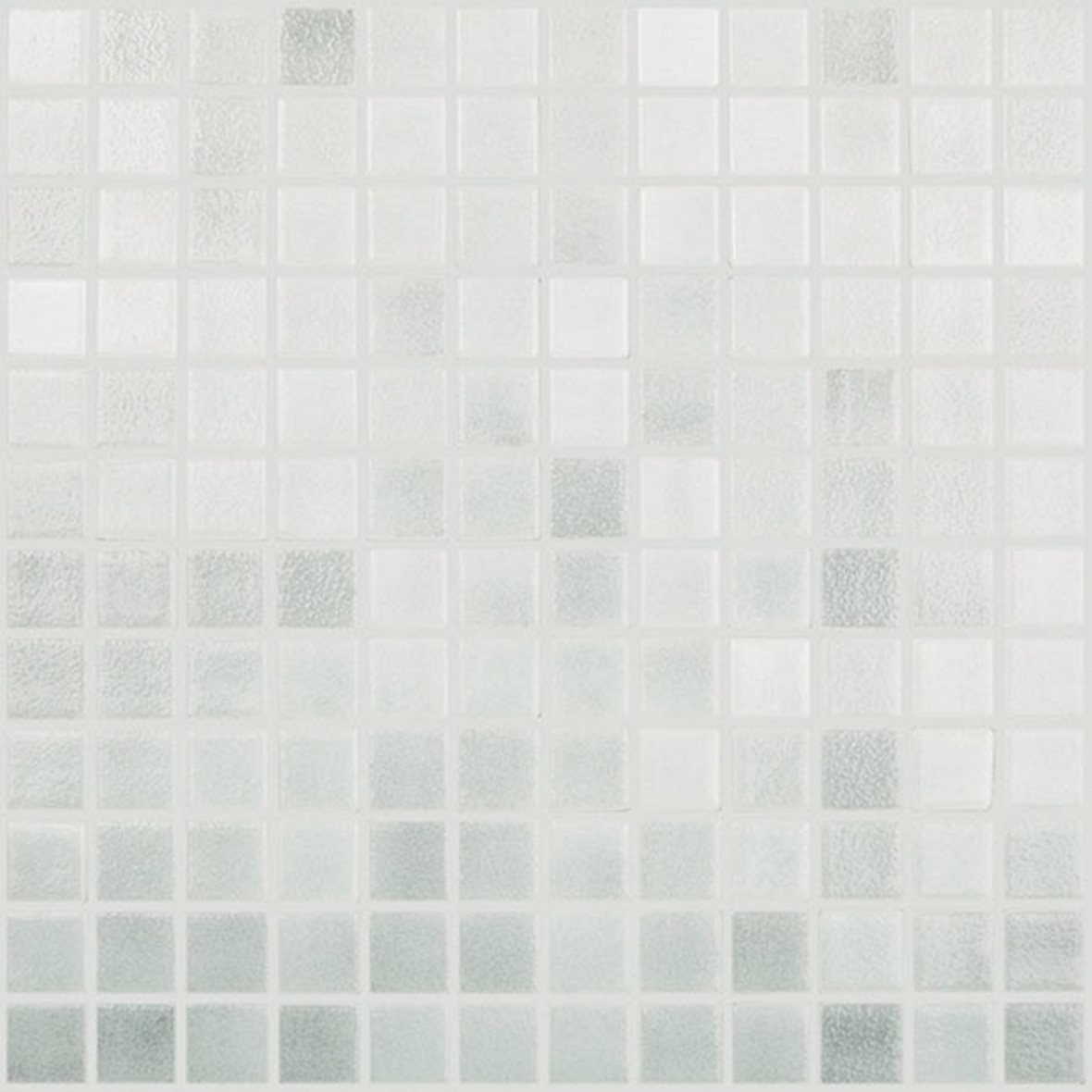LPC Colors Niebla lasilaatta mosaiikki lattialaatta 2,5x2,5 Gris Claro 514 karhennettu matta PUR-arkki 31,5x31,5 vaalea harmaa