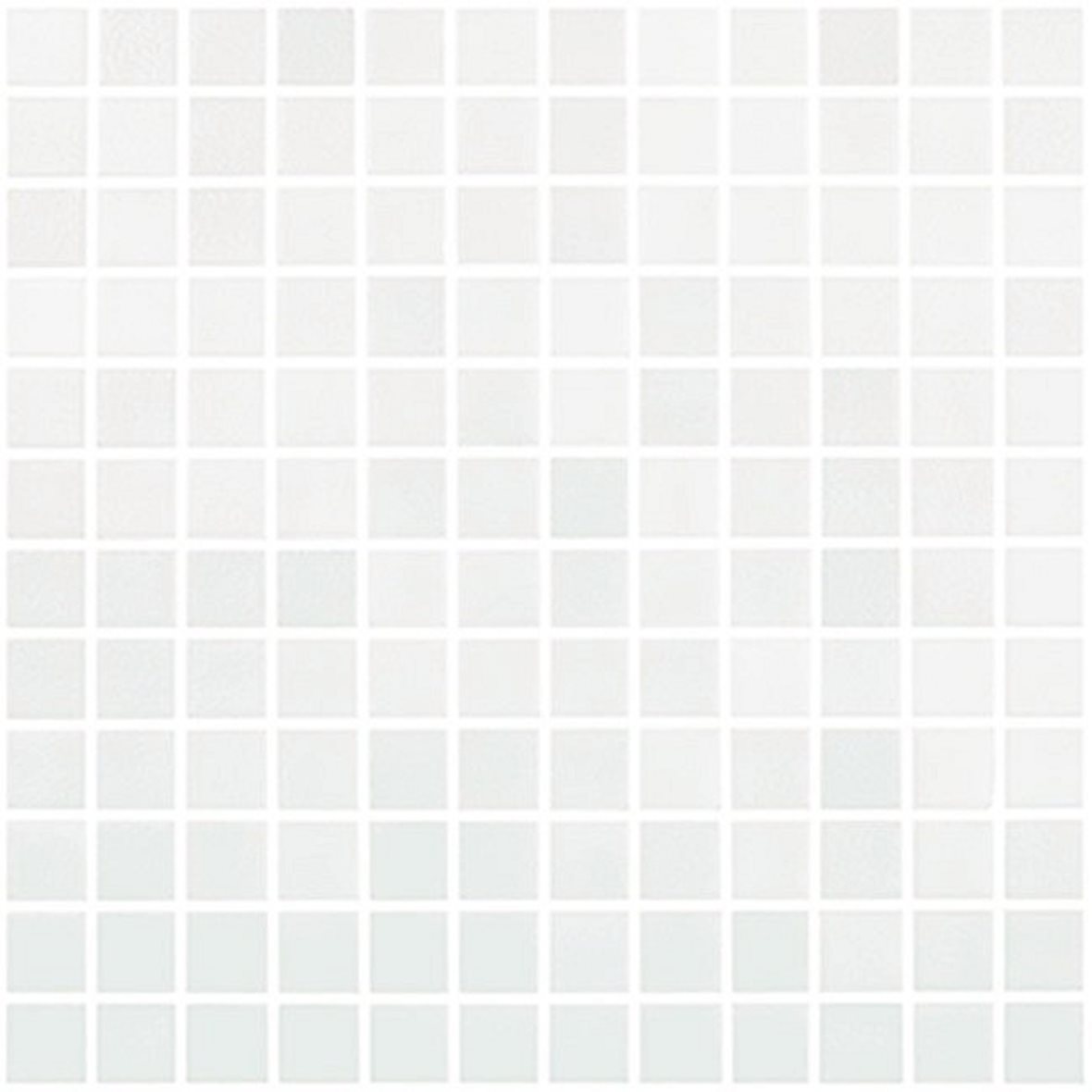LPC Colors Niebla lasilaatta mosaiikki lattialaatta 2,5x2,5 Blanco 3000 karhennettu matta PUR-arkki 31,5x31,5 vaalea valkoinen