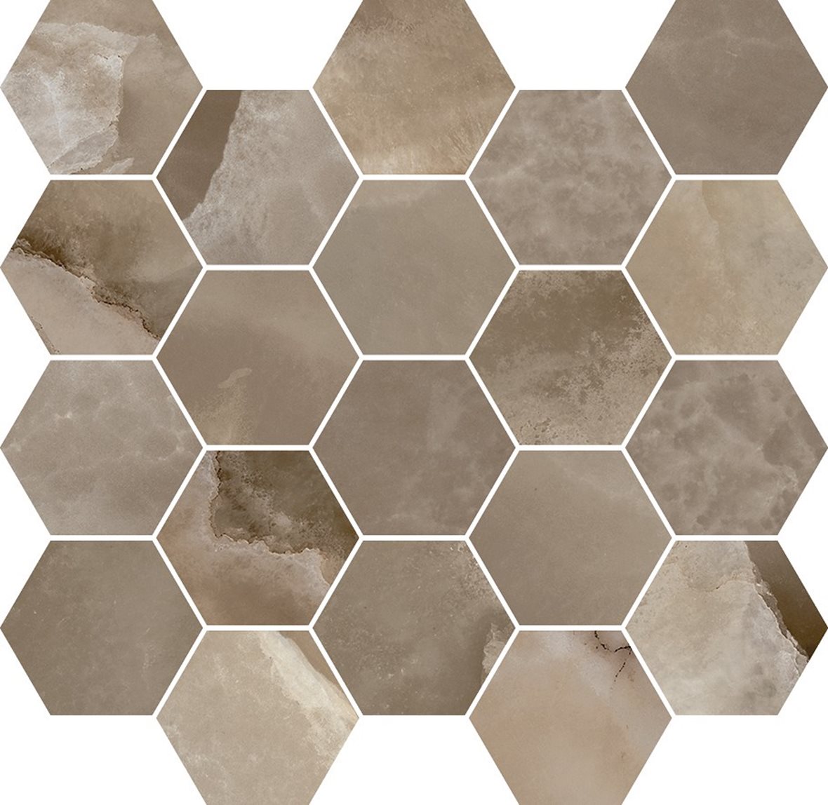 LPC Onice Esagona lasitettu porcelanato mosaiikki seinälaatta lattialaatta 6,57x7,59 06L Orientale tasapintainen kiillotettu 8-kulmainen 29,2x26,9 tum