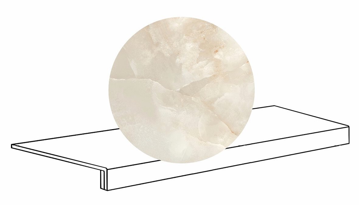 LPC Onice lasitettu porraslaatta reunalla 33x120 02H Champagne tasapintainen puleerattu vaalea valkoinen marmori