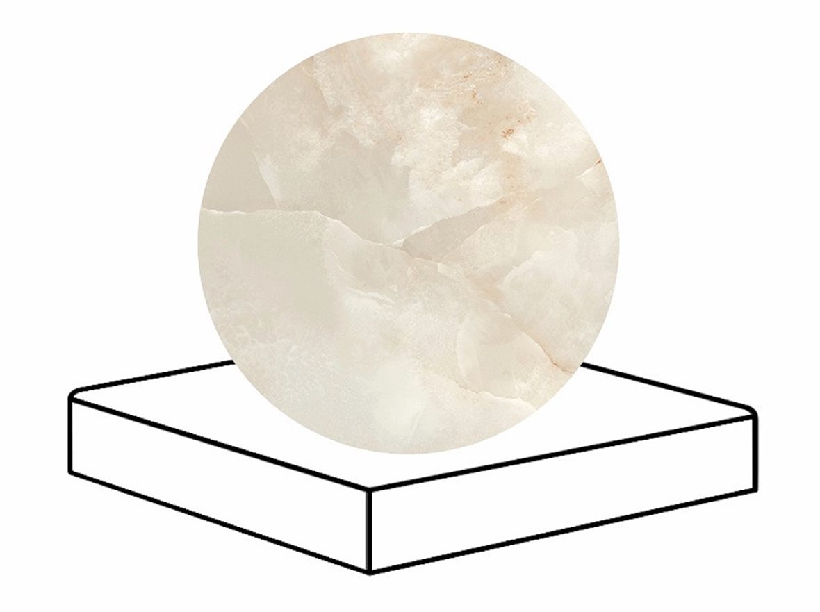 LPC Onice lasitettu porraslaatta reunalla kulmapala 33x33 02L Champagne tasapintainen kiillotettu vaalea valkoinen marmori