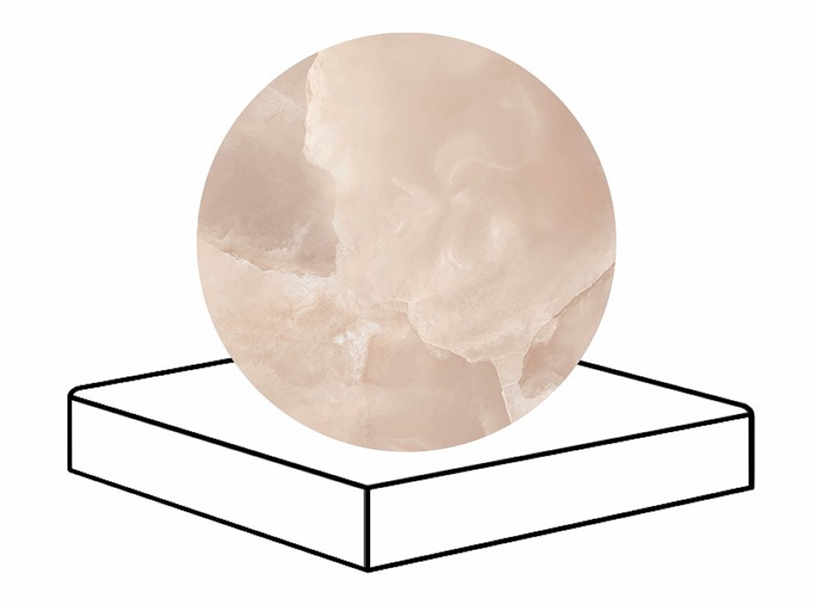 LPC Onice lasitettu porraslaatta reunalla kulmapala 33x33 05H Coral tasapintainen puleerattu keskitumma punainen marmori