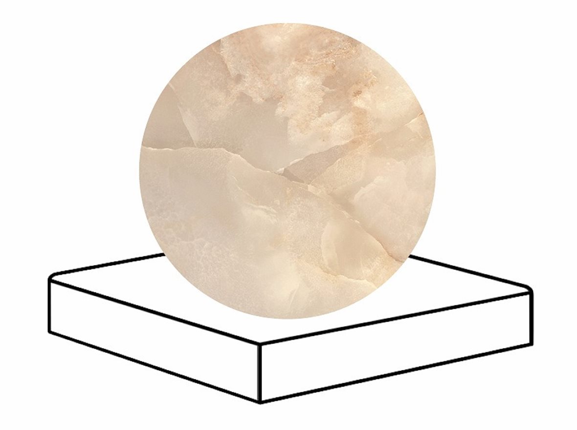 LPC Onice lasitettu porraslaatta reunalla kulmapala 33x33 04L Gold tasapintainen kiillotettu keskitumma beige marmori