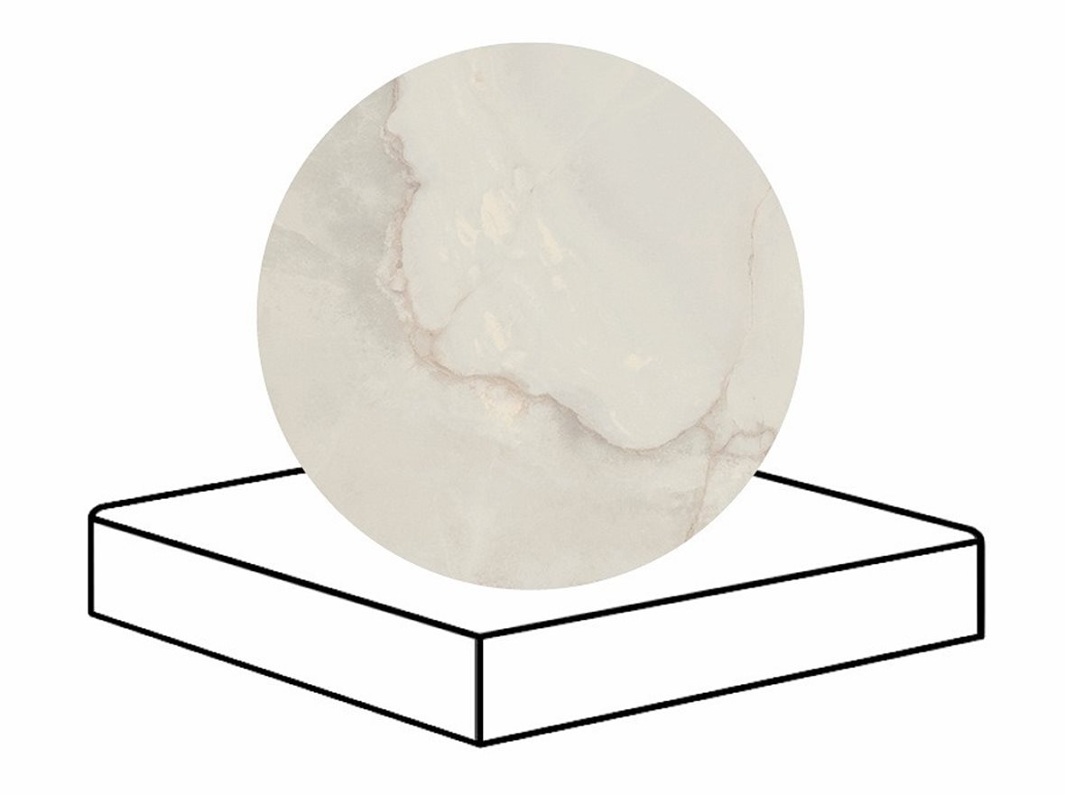 LPC Onice lasitettu porraslaatta reunalla kulmapala 33x33 01L Crystal tasapintainen kiillotettu vaalea valkoinen marmori