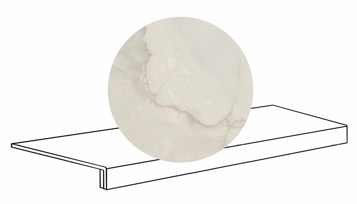 LPC Onice lasitettu porraslaatta reunalla 33x120 01L Crystal tasapintainen kiillotettu vaalea valkoinen marmori