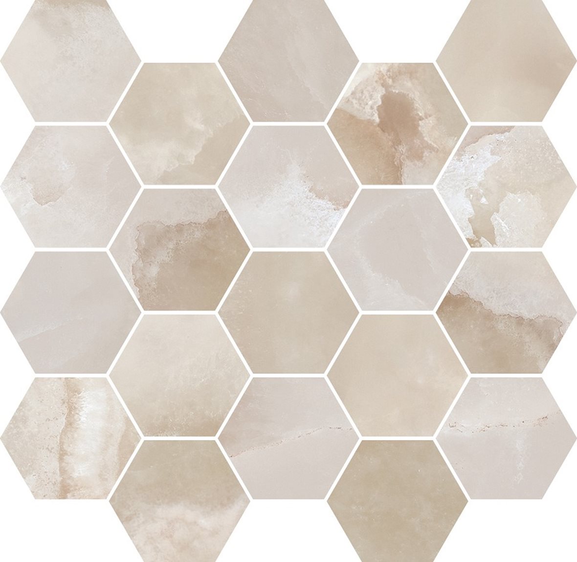 LPC Onice Esagona lasitettu porcelanato mosaiikki seinälaatta lattialaatta 6,57x7,59 03H Grey tasapintainen puleerattu 8-kulmainen 29,2x26,9 keskitumm