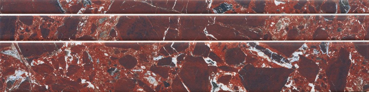 LPC Intervallo Stripe lasitettu kaakeli seinälaatta 10x40 02 burgundy uritettu matta valesauma keskitumma punainen marmori