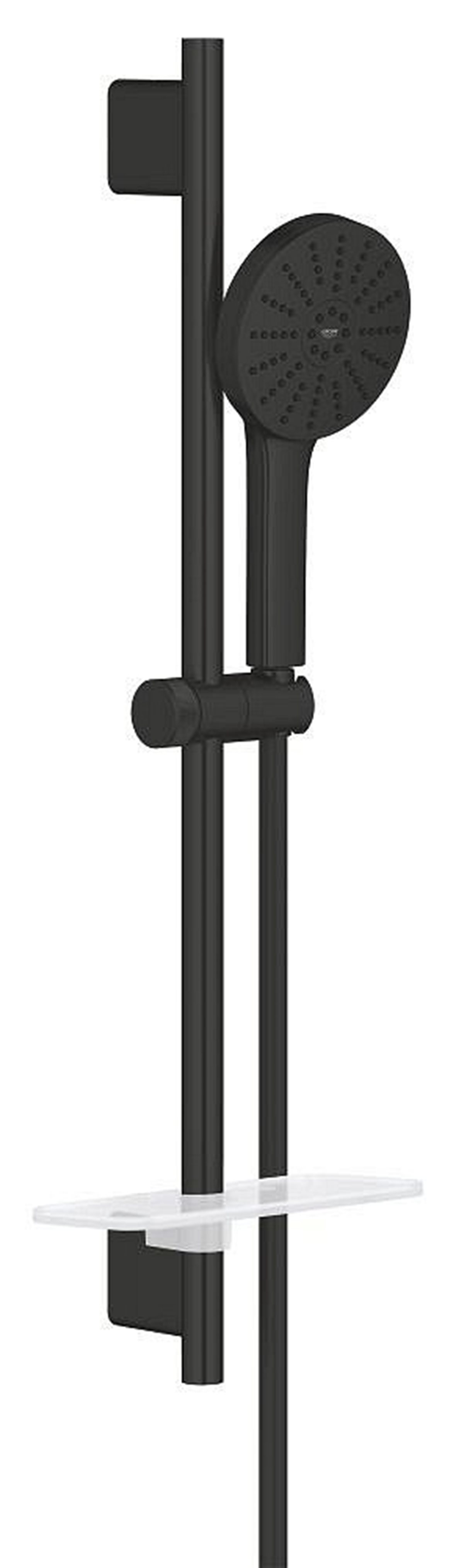 GROHE Euphoria AquaBooster 120 suihkusetti 3 suihkumuotoa 60 cm saippuatelineellä mattamusta 5,2 l/min