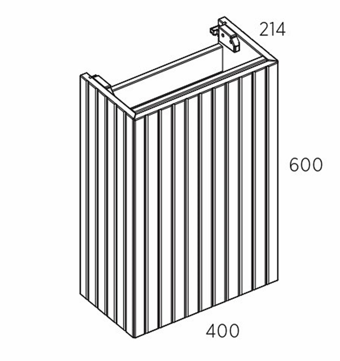 Balteco NU-series allaskaappi 40x60x21,4 cm uritettu grafiitti 1 ovi push open kätisyys vaihdettavissa