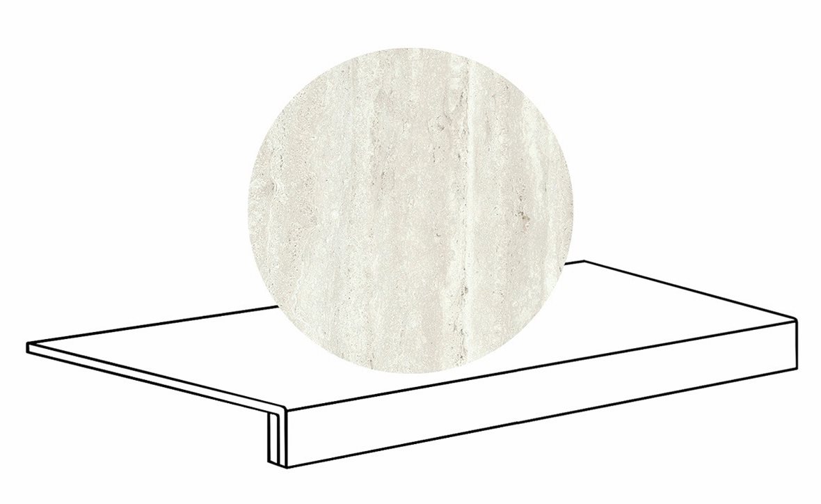 LPC Tibur lasittamaton porraslaatta reunalla 33x80 01 helmi vein tasapintainen silotettu matta beige travertino