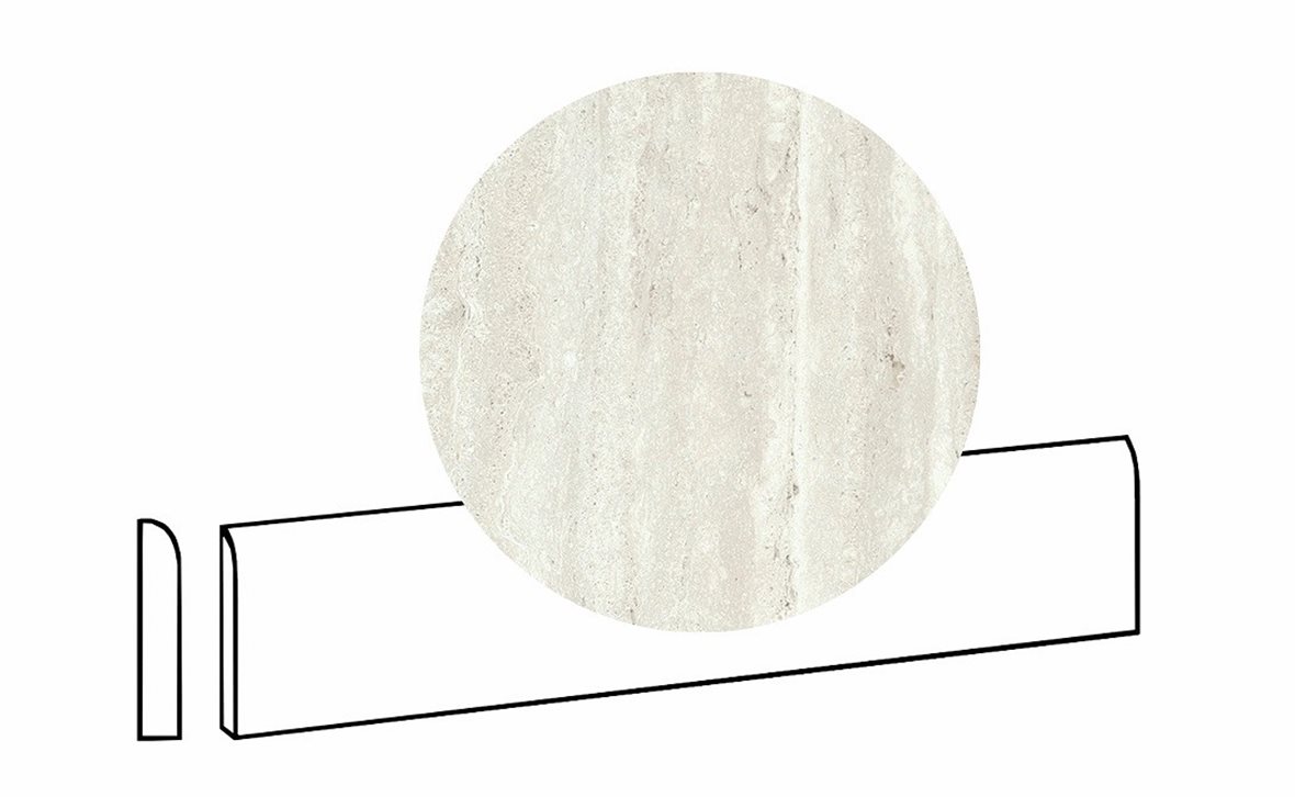 LPC Tibur lasittamaton jalkalista pyöristetty pitkä sivu 7,2x60 01 helmi vein tasapintainen matta beige travertino
