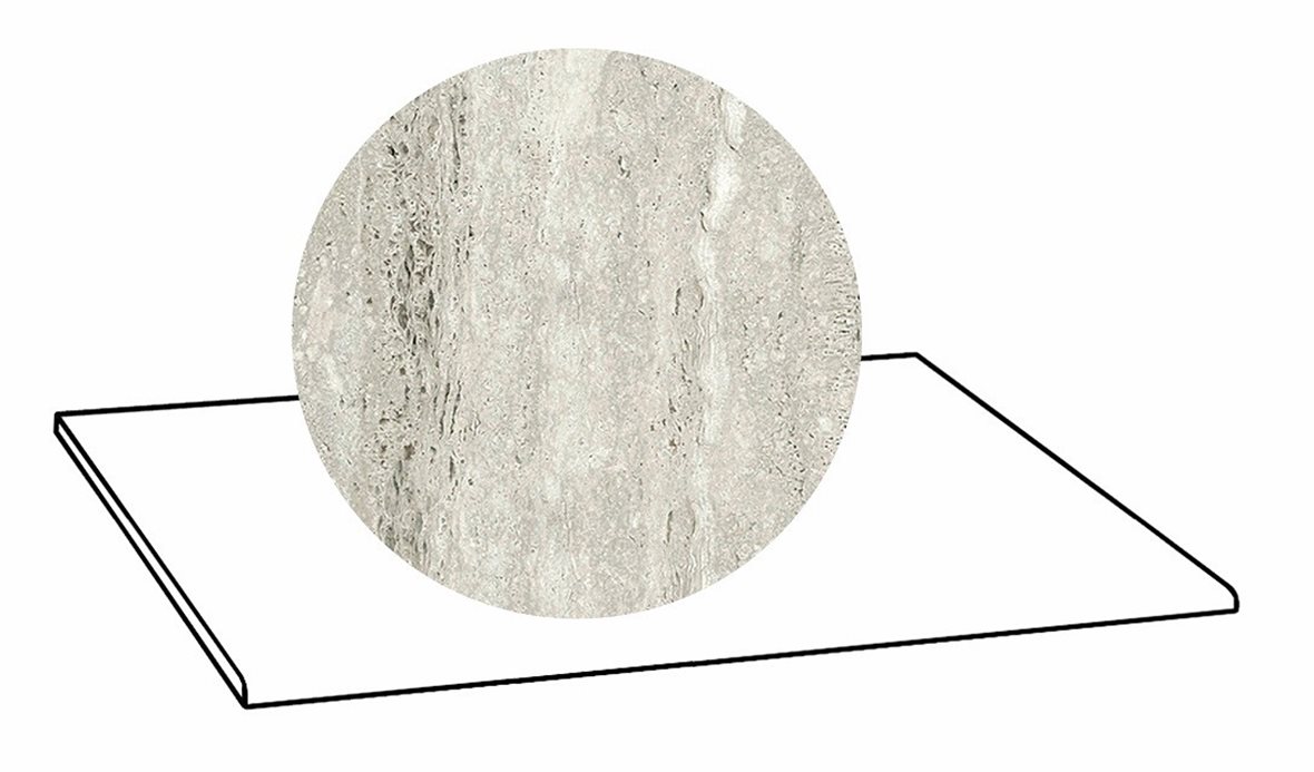 LPC Tibur lasittamaton porraslaatta 30x60 03 usva vein tasapintainen matta harmaa travertino