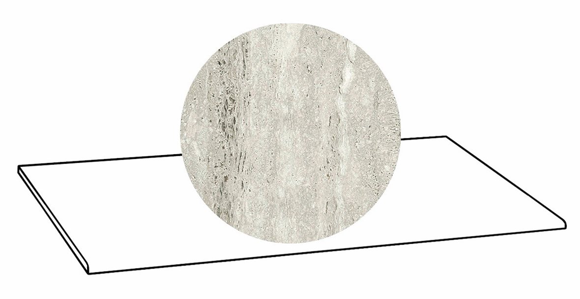 LPC Tibur lasittamaton porraslaatta 33x120 03 usva vein tasapintainen matta harmaa travertino