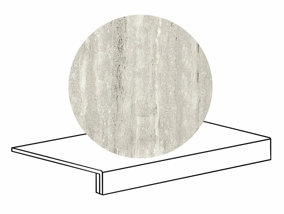 LPC Tibur lasittamaton porraslaatta reunalla 33x60 03 usva vein tasapintainen matta harmaa travertino