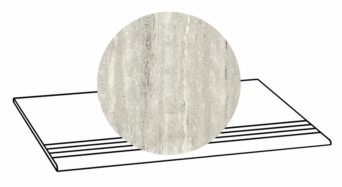 LPC Tibur lasittamaton porraslaatta liukuesteuralla 33x80 03 usva vein tasapintainen silotettu matta harmaa travertino
