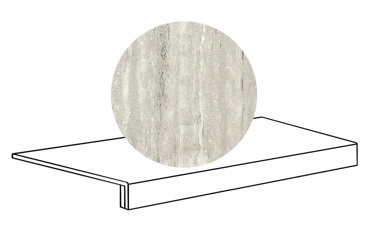 LPC Tibur lasittamaton porraslaatta reunalla 33x80 03 usva vein tasapintainen silotettu matta harmaa travertino