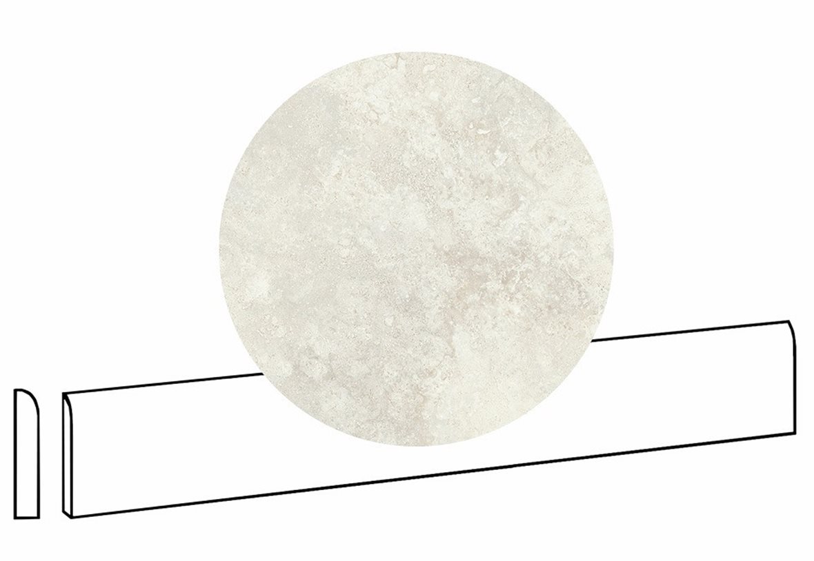 LPC Tibur lasittamaton jalkalista pyöristetty pitkä sivu 7,2x80 01 helmi cross tasapintainen silotettu matta beige travertino