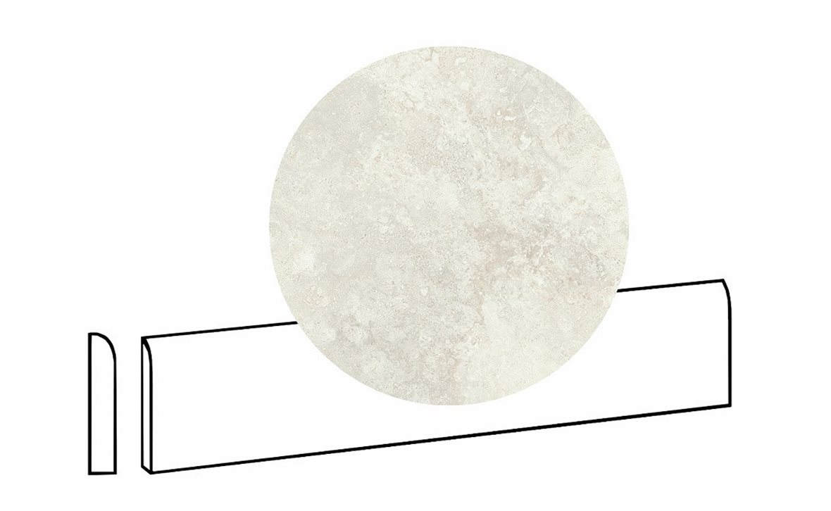 LPC Tibur lasittamaton jalkalista pyöristetty pitkä sivu 7,2x60 01 helmi cross tasapintainen matta beige travertino
