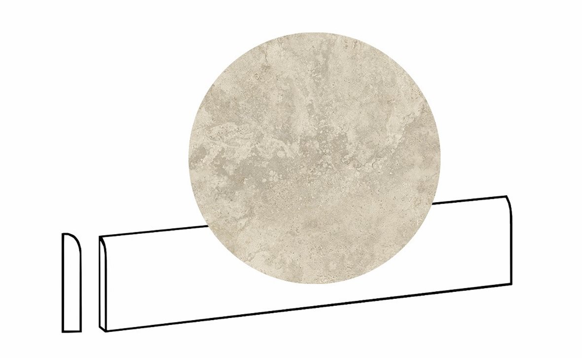 LPC Tibur lasittamaton jalkalista pyöristetty pitkä sivu 7,2x60 02 hiekka cross tasapintainen matta beige travertino