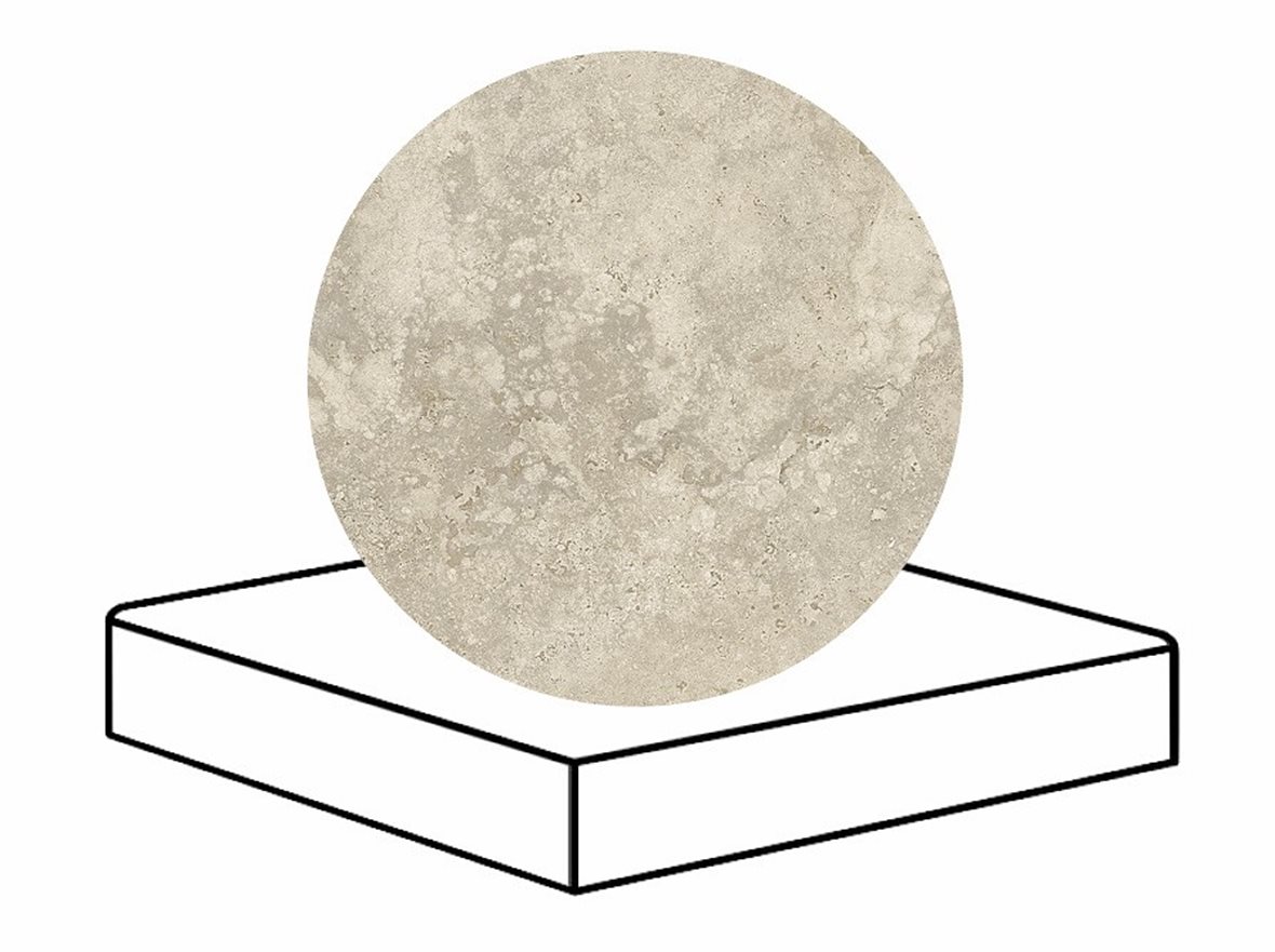 LPC Tibur lasittamaton porraslaatta reunalla kulmapala 33x33 02 hiekka cross tasapintainen silotettu matta beige travertino