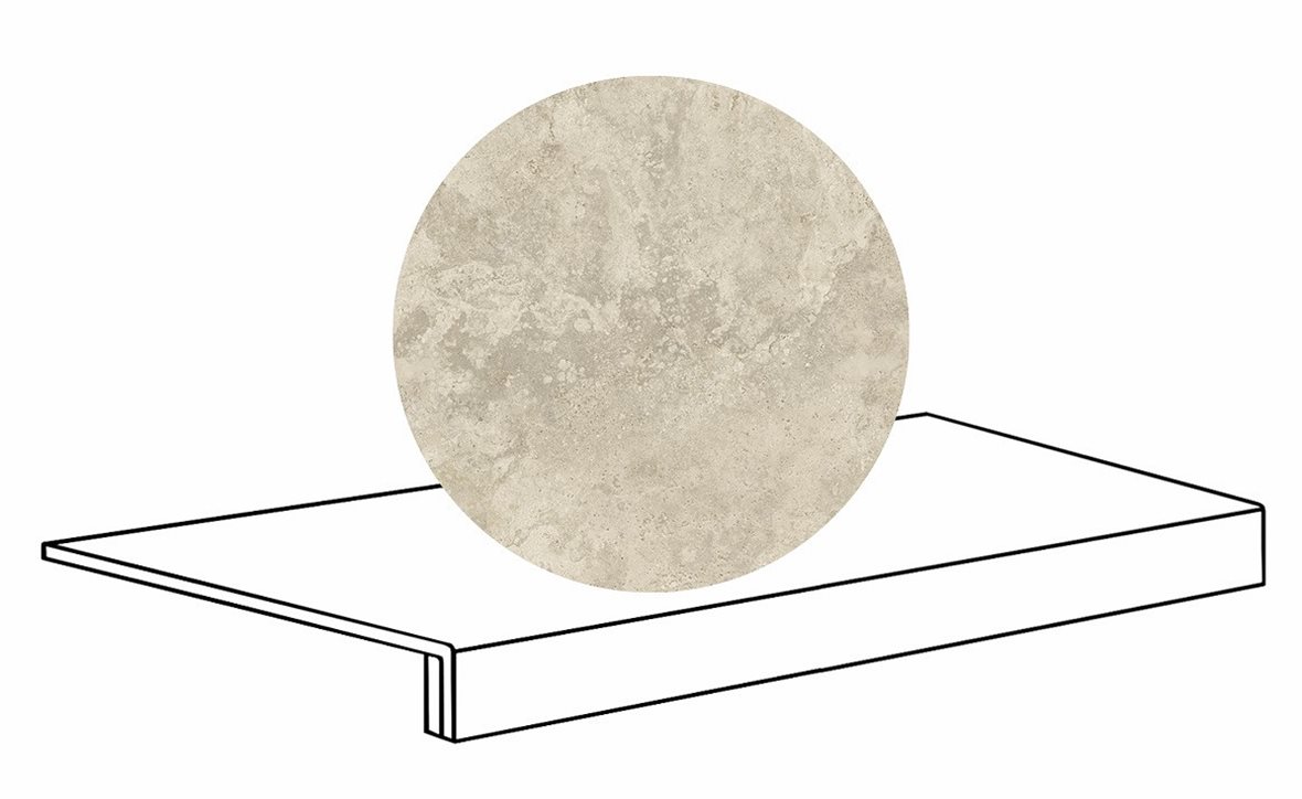 LPC Tibur lasittamaton porraslaatta reunalla 33x80 02 hiekka cross tasapintainen silotettu matta beige travertino