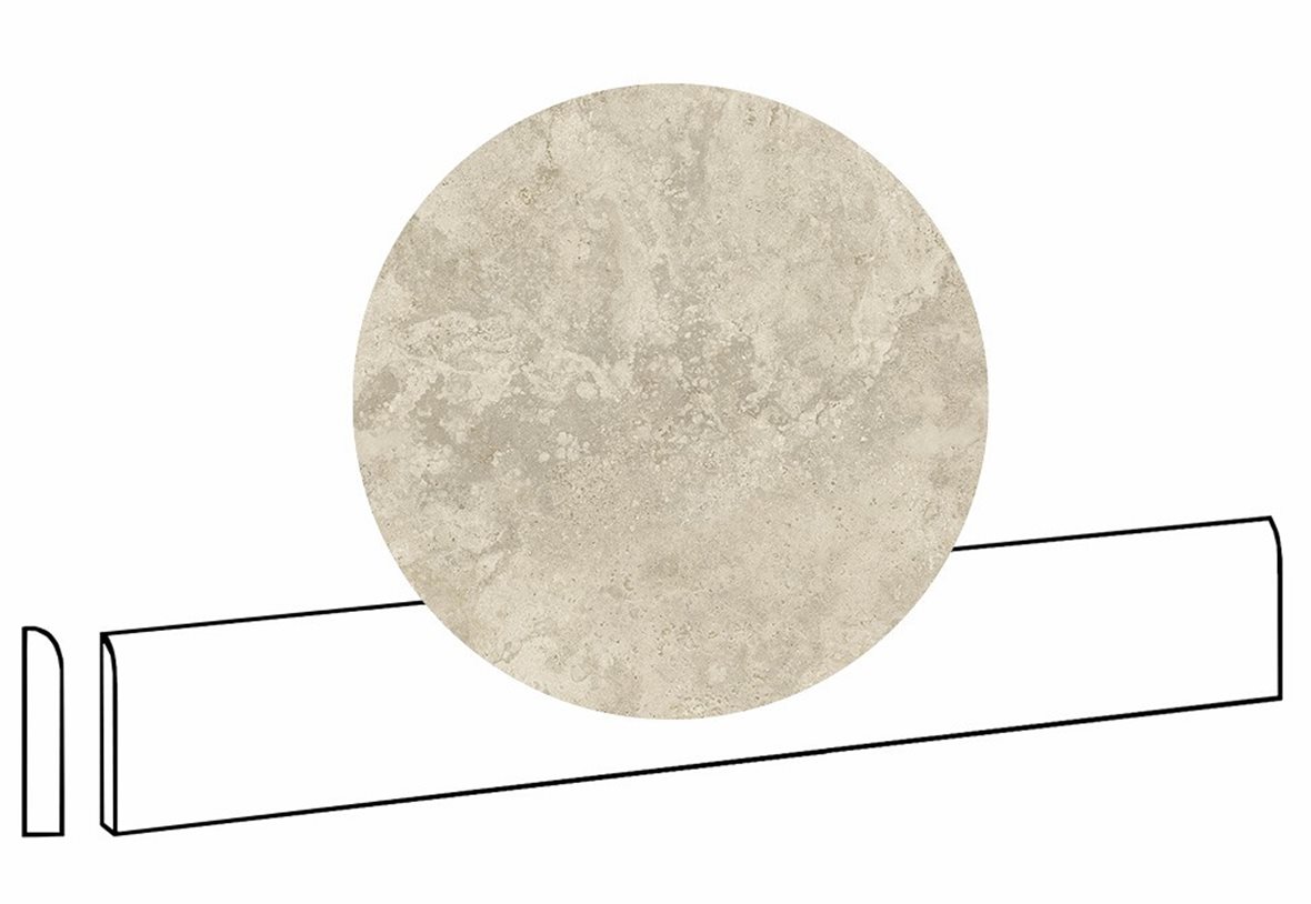 LPC Tibur lasittamaton jalkalista pyöristetty pitkä sivu 7,2x80 02 hiekka cross tasapintainen silotettu matta beige travertino