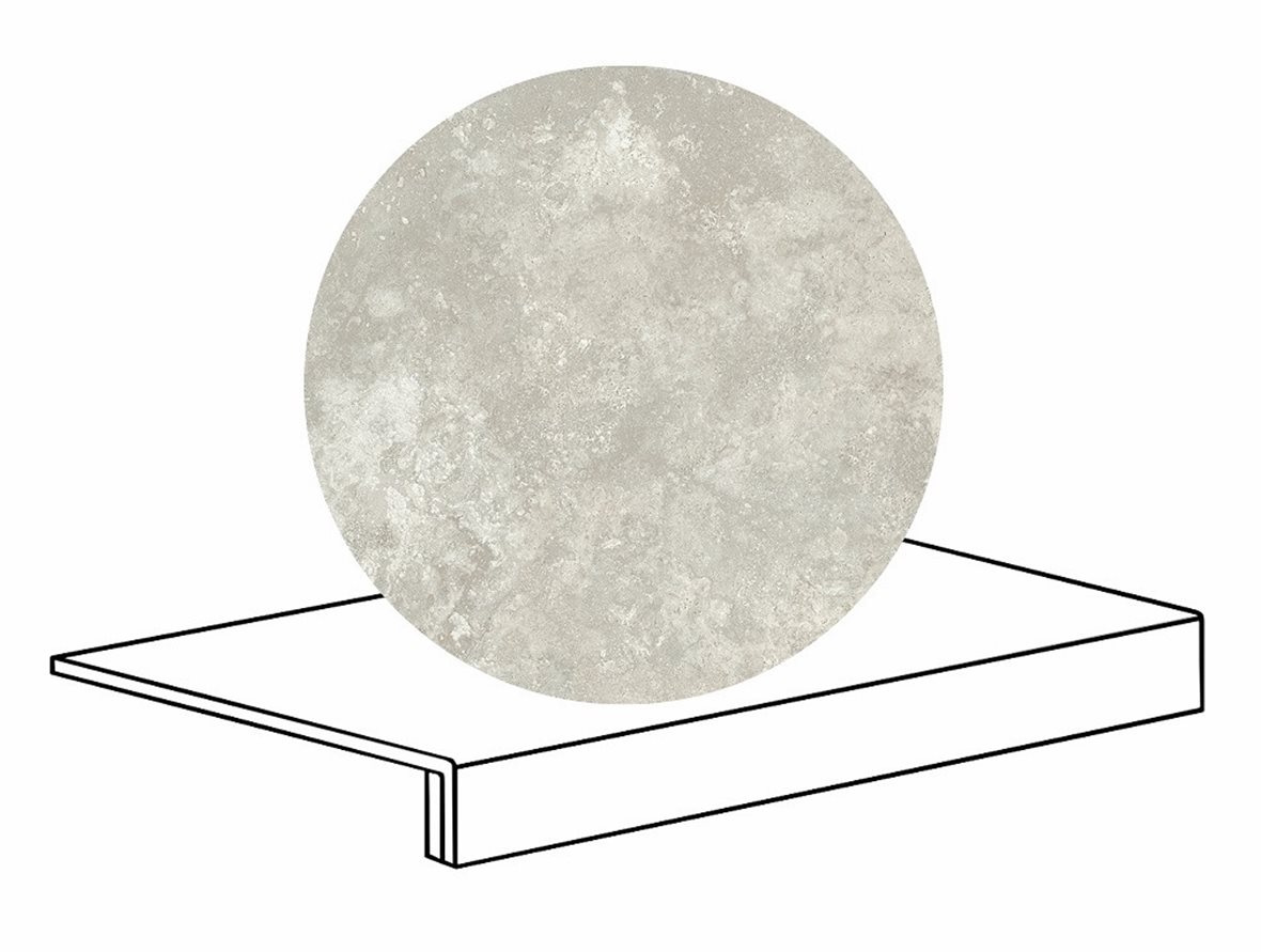 LPC Tibur lasittamaton porraslaatta reunalla 33x60 03 usva cross tasapintainen matta harmaa travertino