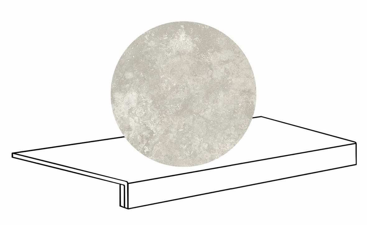 LPC Tibur lasittamaton porraslaatta reunalla 33x80 03 usva cross tasapintainen silotettu matta harmaa travertino
