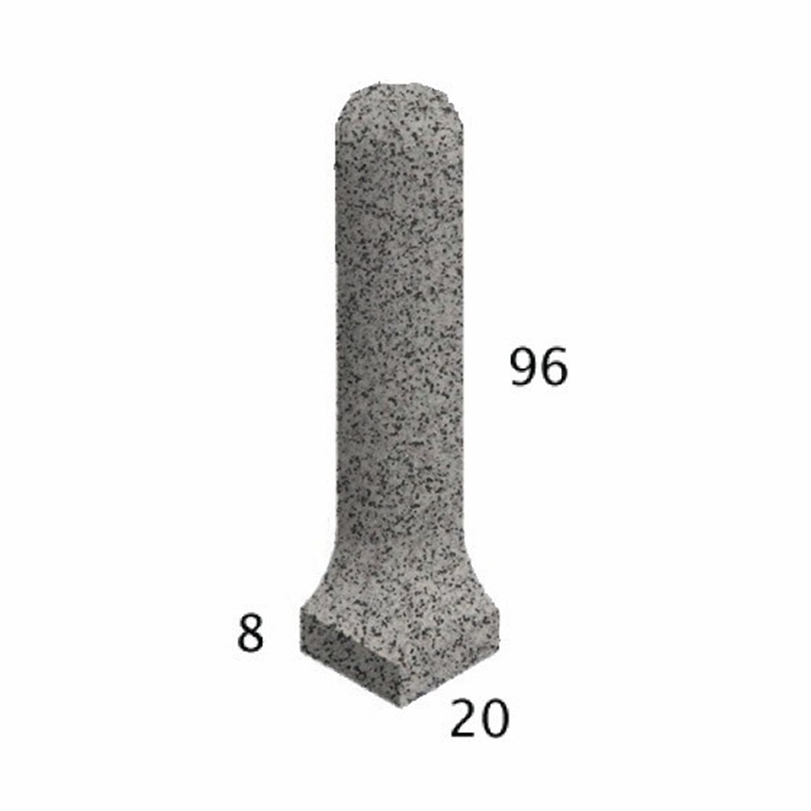 Pukkila Natura lasittamaton ulkokulmapala 2x10x2 granite grey 4409CBO/1C tasapintainen matta harmaa pilkullinen