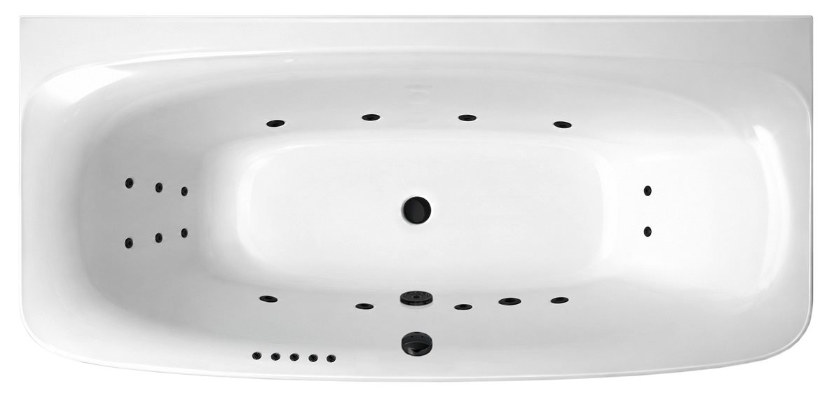 Balteco Aveo Slimline Hydro Black poreamme 188x89x70 cm valkoinen akryyli suoralle seinälle