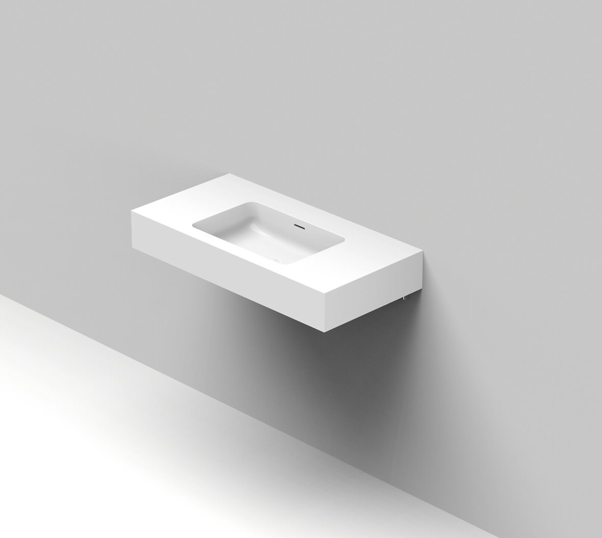 Balteco Standard mittatilausallastasot seinään asennettava mittatilaus pesuallas 80,1-100X50X15 cm mattavalkoinen kivikomposiitti etu- ja oikealla reu