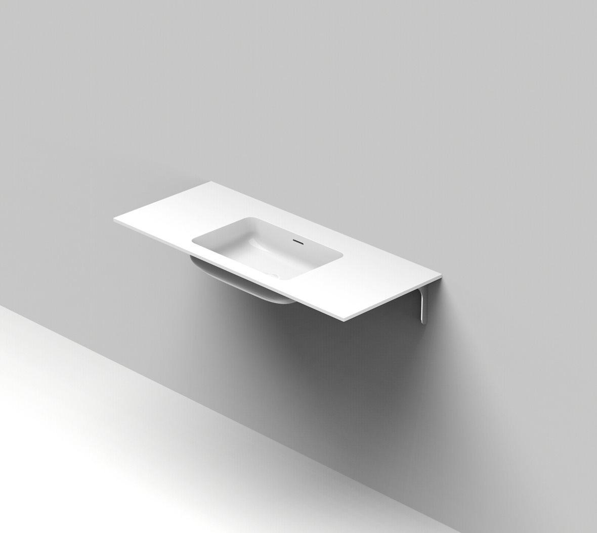 Balteco Standard mittatilausallastasot seinään asennettava mittatilaus pesuallas 100,1-120X50X14 cm mattavalkoinen kivikomposiitti matta valkoinen