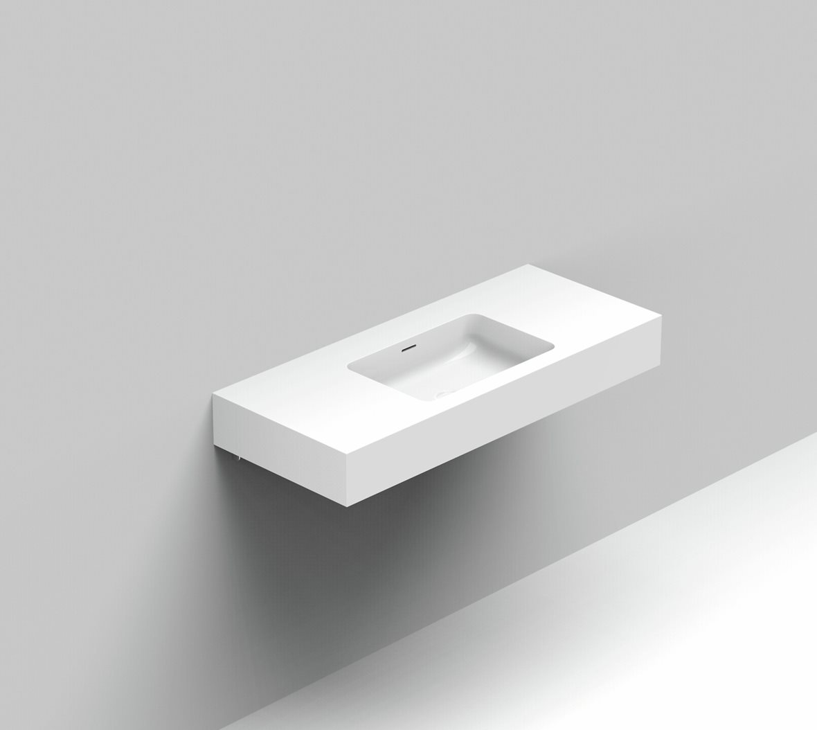 Balteco Standard mittatilausallastasot seinään asennettava mittatilaus pesuallas 100,1-120X50X15 cm mattavalkoinen kivikomposiitti etu- ja vasemmalla