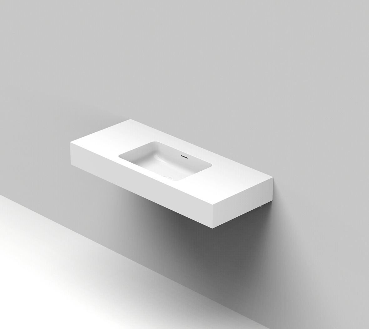 Balteco Standard mittatilausallastasot seinään asennettava mittatilaus pesuallas 100,1-120X50X15 cm mattavalkoinen kivikomposiitti etu- ja oikealla re