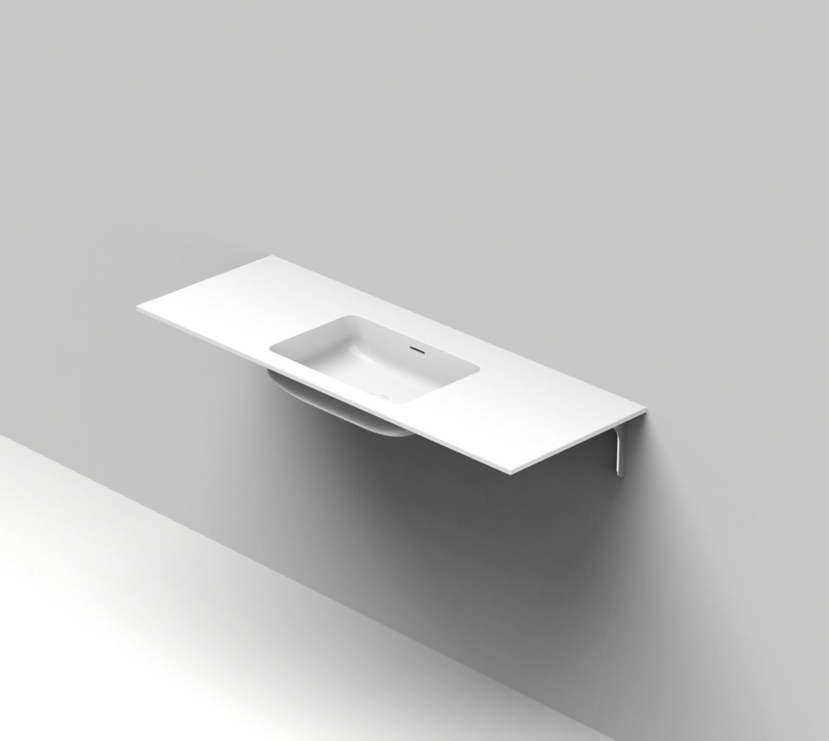 Balteco Standard mittatilausallastasot seinään asennettava mittatilaus pesuallas 120,1-140X50X14 cm mattavalkoinen kivikomposiitti matta valkoinen