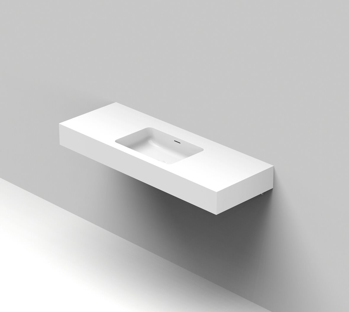 Balteco Standard mittatilausallastasot seinään asennettava mittatilaus pesuallas 120,1-140X50X15 cm mattavalkoinen kivikomposiitti etu- ja sivureunoil