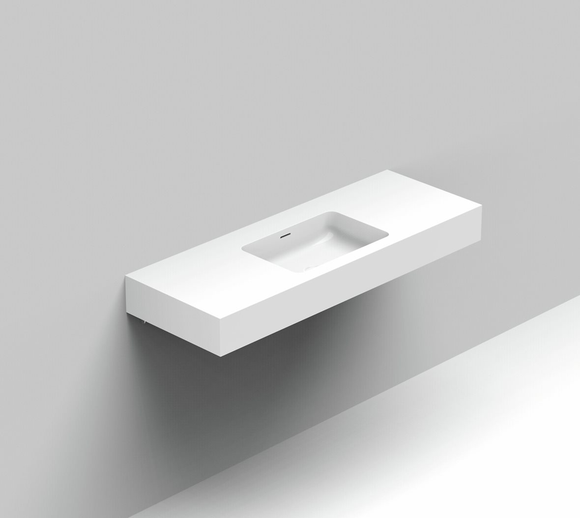 Balteco Standard mittatilausallastasot seinään asennettava mittatilaus pesuallas 120,1-140X50X15 cm mattavalkoinen kivikomposiitti etu- ja vasemmalla