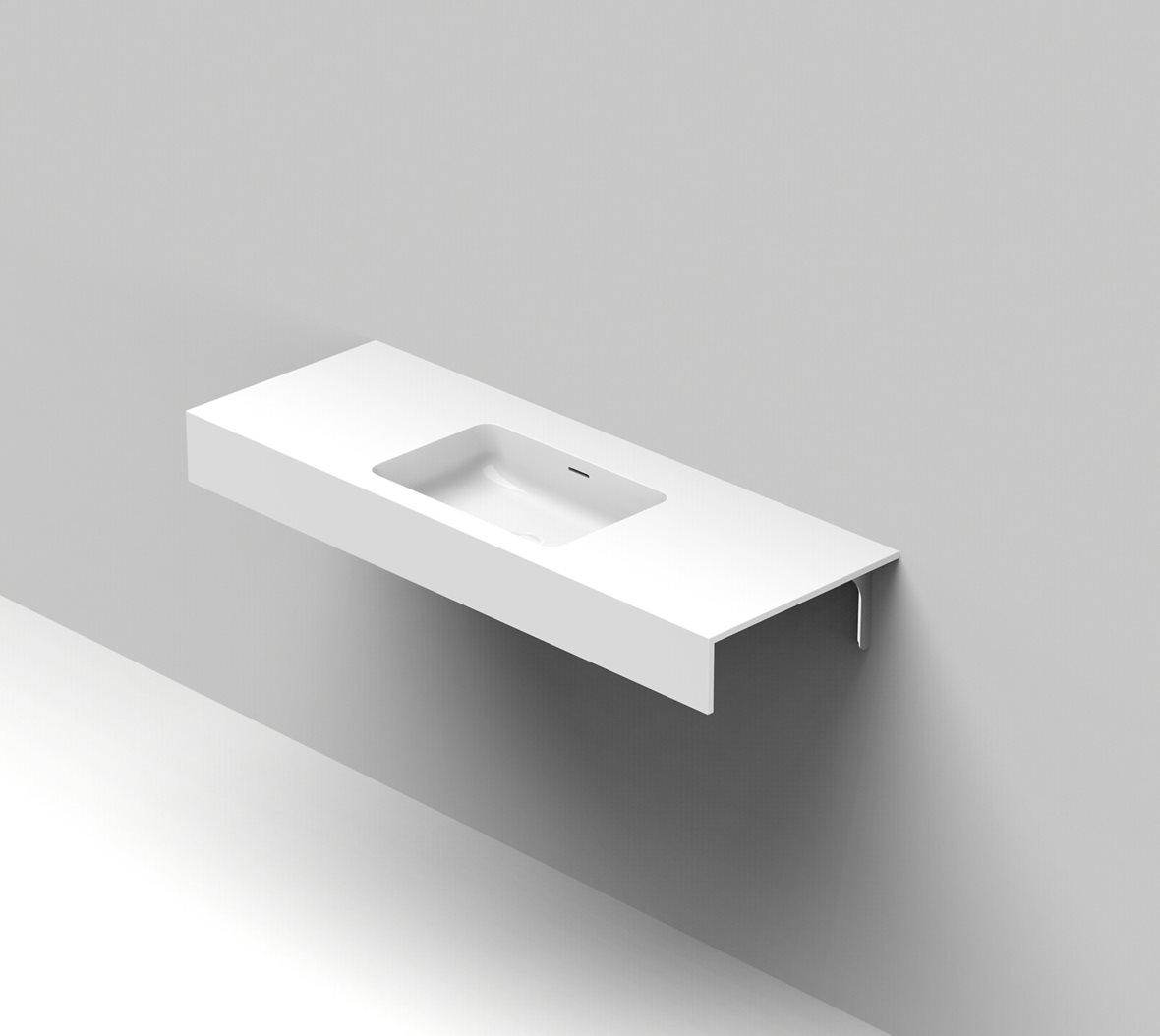 Balteco Standard mittatilausallastasot seinään asennettava mittatilaus pesuallas 120,1-140X50X15 cm mattavalkoinen kivikomposiitti etureunalla matta v