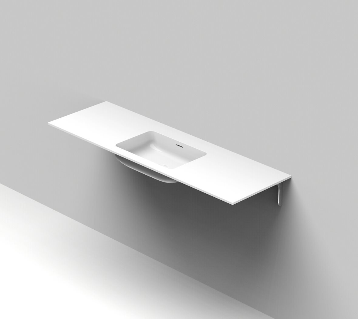 Balteco Standard mittatilausallastasot seinään asennettava mittatilaus pesuallas 140,1-160X50X14 cm mattavalkoinen kivikomposiitti matta valkoinen